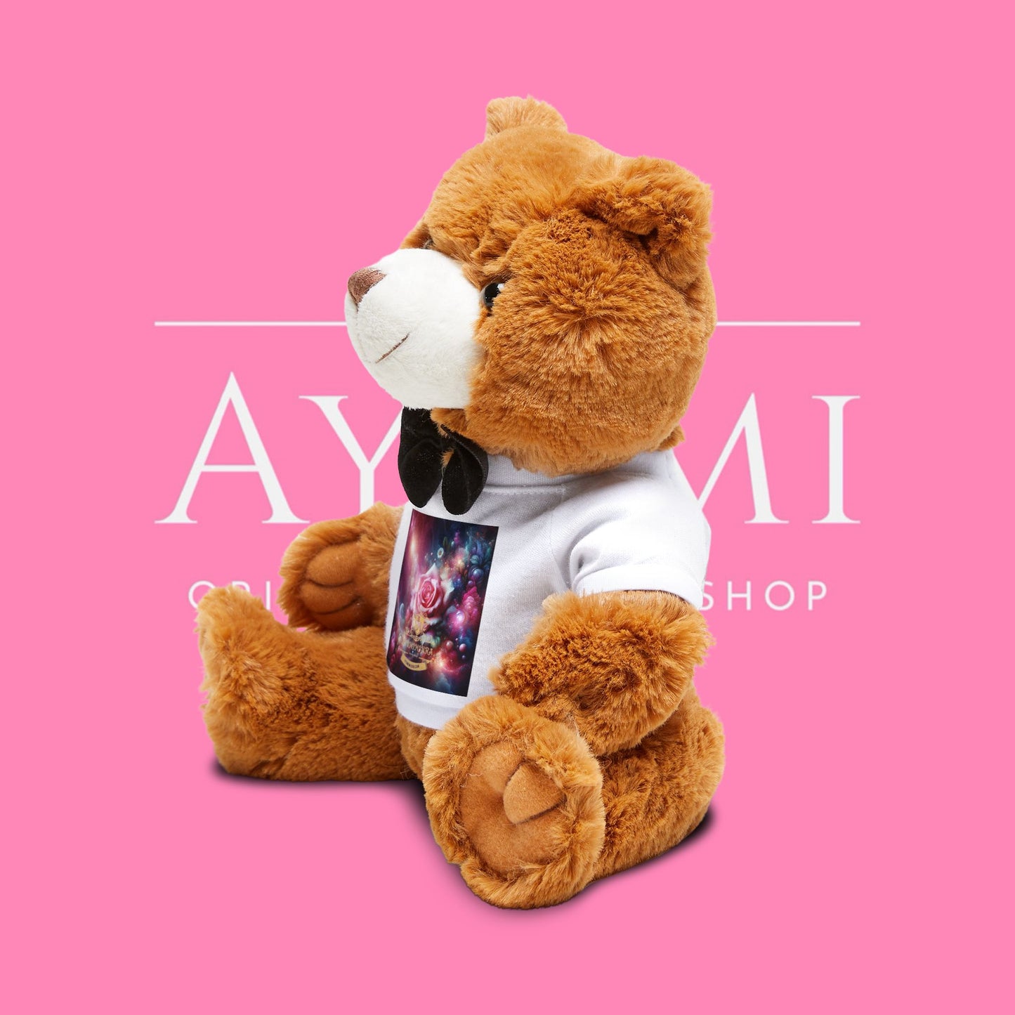 Teddy Bear with Custom T-Shirt, Cute Gift for Kids, Stuffed Animal, Personalized Decor, Birthday Present, Valentine's Day, Baby Shower
