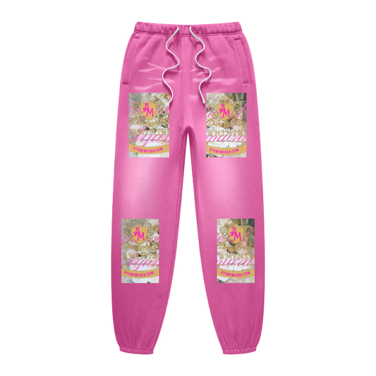 (Rose&Camel)Streetwear Unisex Monkey Washed Dyed Fleece Joggers