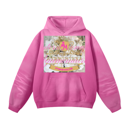 (Rose &Camel)Streetwear Unisex Monkey Washed Dyed Fleece Hoodie