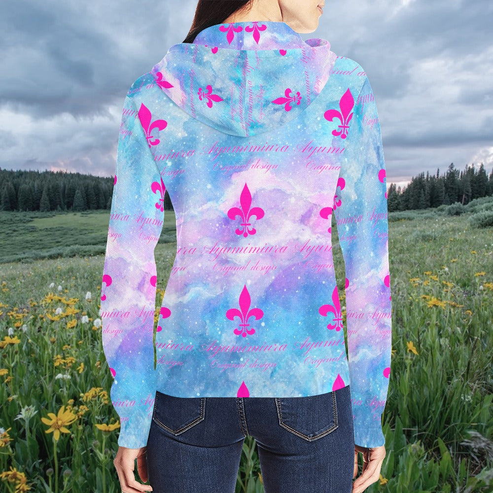 Women's All Over Print Full Zip Hoodie (Model H14)