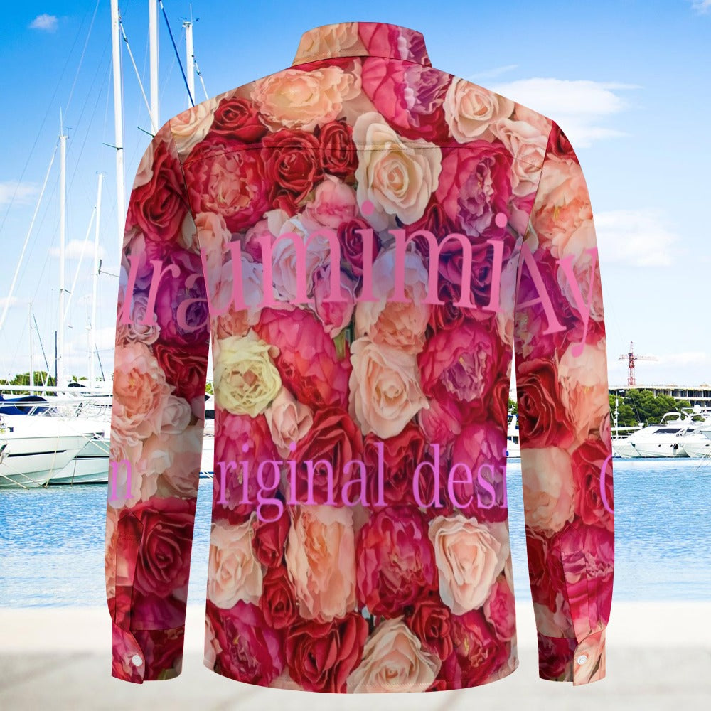 Peach Velvet Casual One Pocket Long Sleeve Shirt