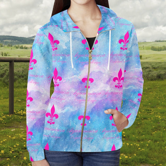 Women's All Over Print Full Zip Hoodie (Model H14)