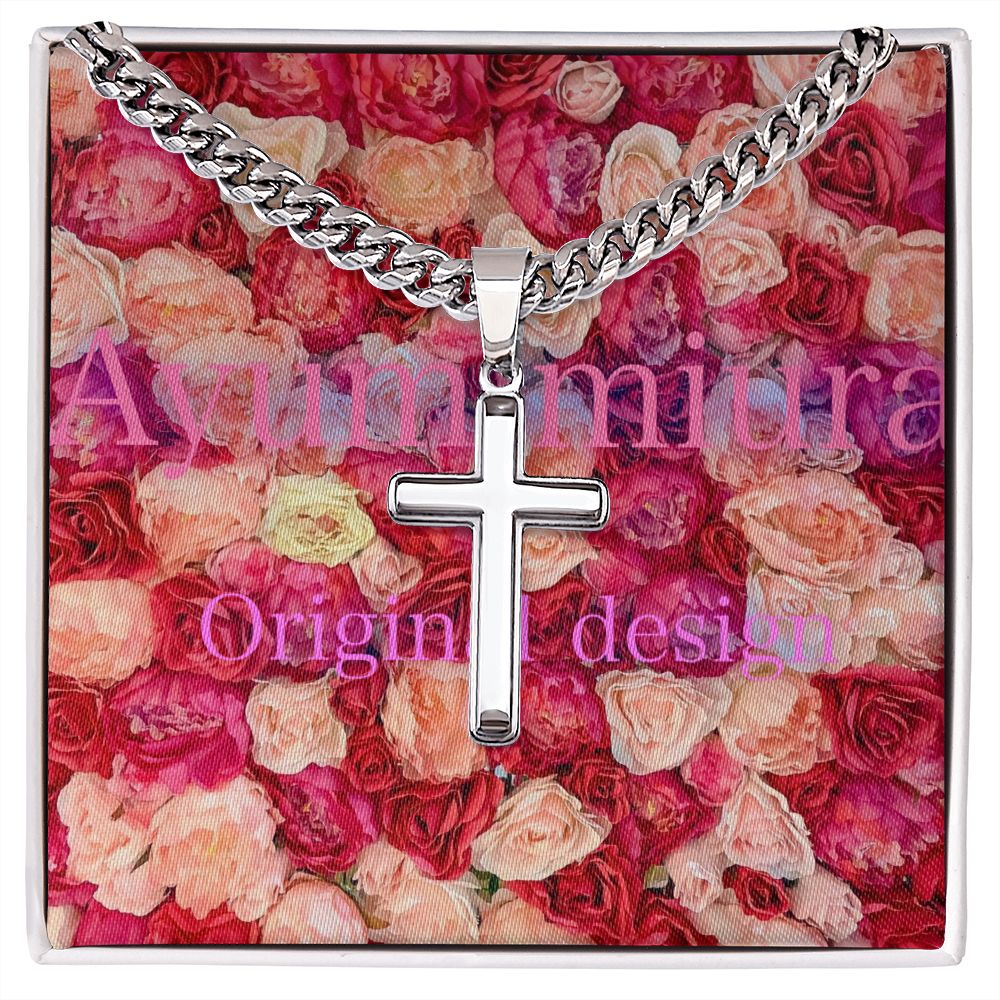 Artisan Cross Necklace on Cuban Chain