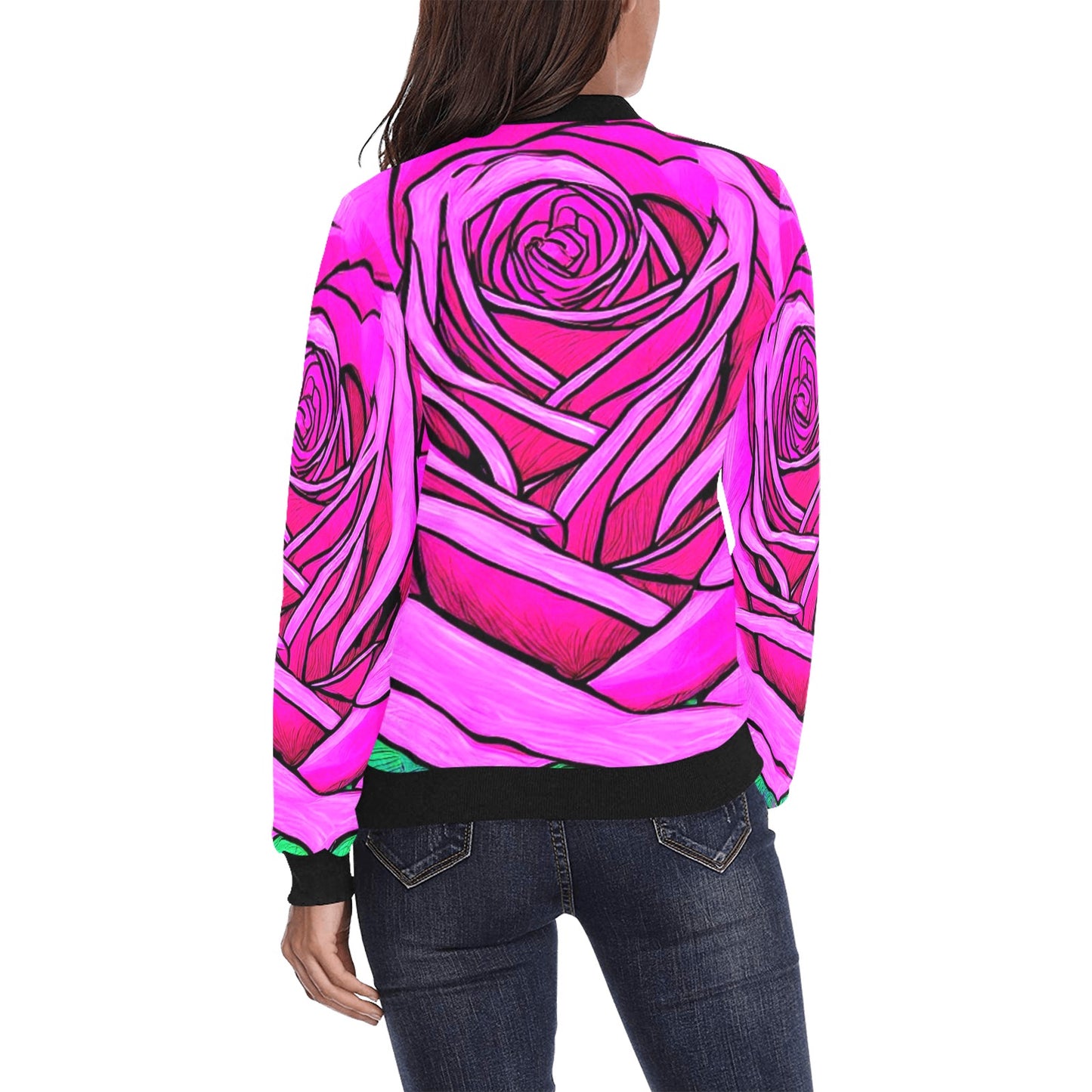 Women's All Over Print Bomber Jacket(Model H36)