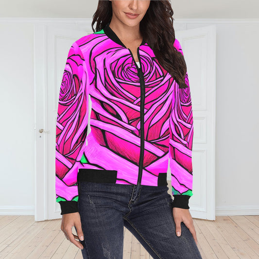 Women's All Over Print Bomber Jacket(Model H36)