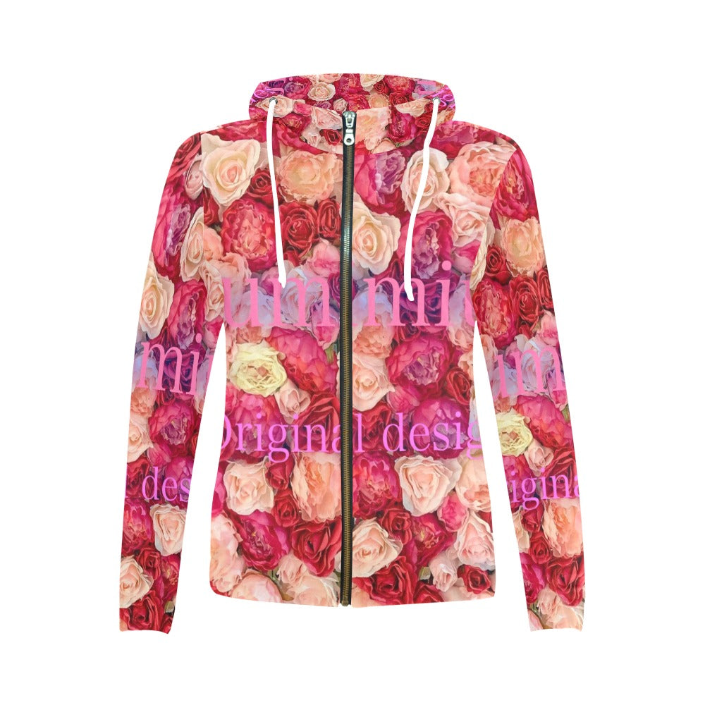 Women's All Over Print Full Zip Hoodie (Model H14)