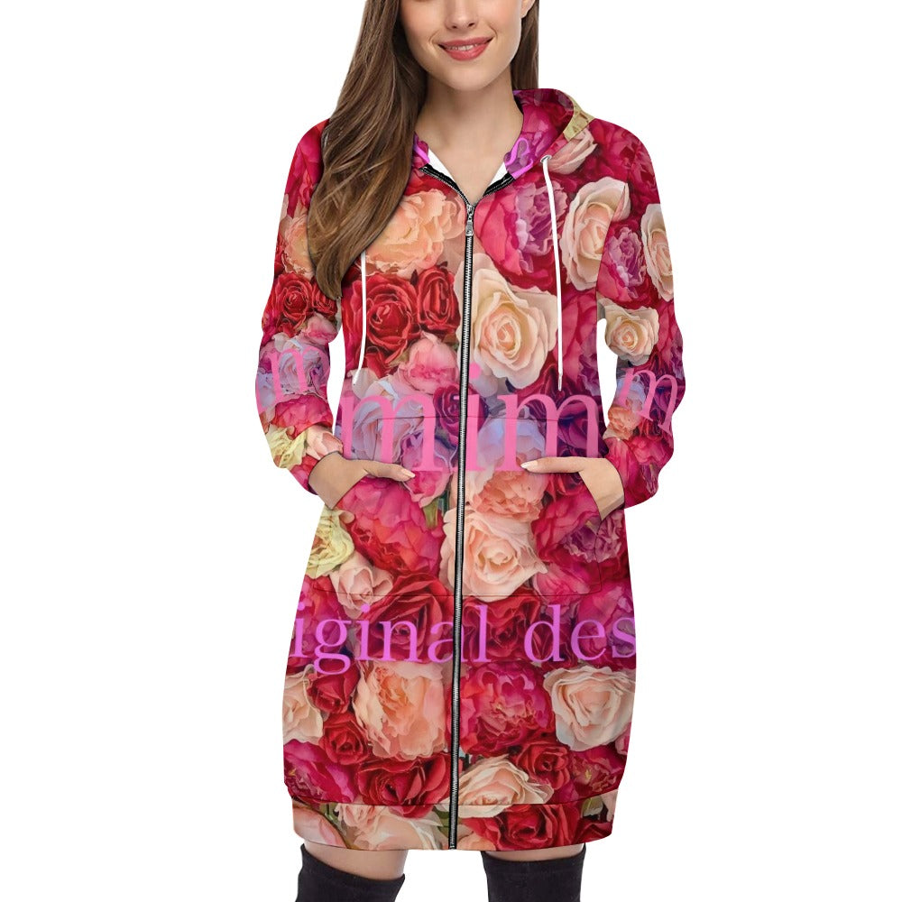 Women's full print long Hoodie