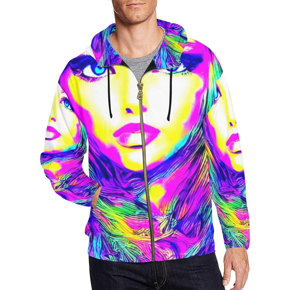 Men's All Over Print Full Zip Hoodie (Model H14)