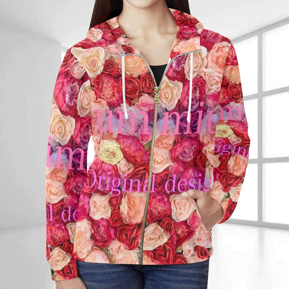 Women's All Over Print Full Zip Hoodie (Model H14)