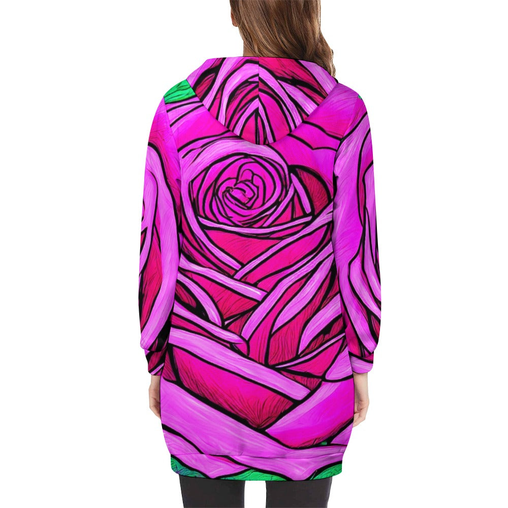 Women's full print long Hoodie