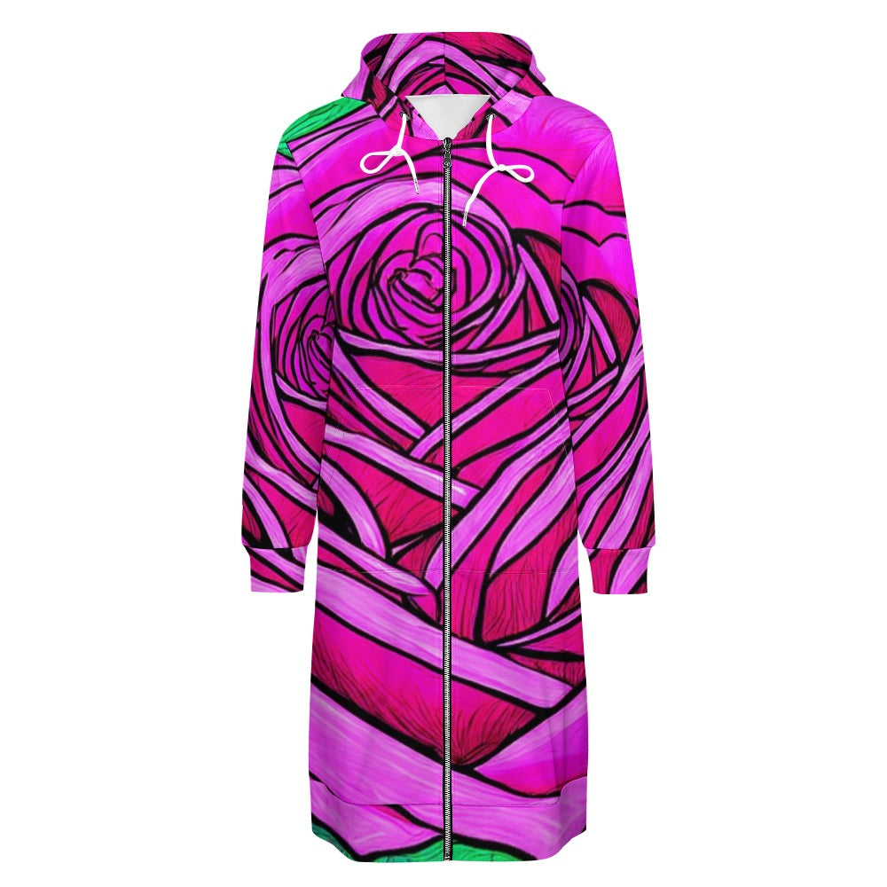 Women's full print long Hoodie