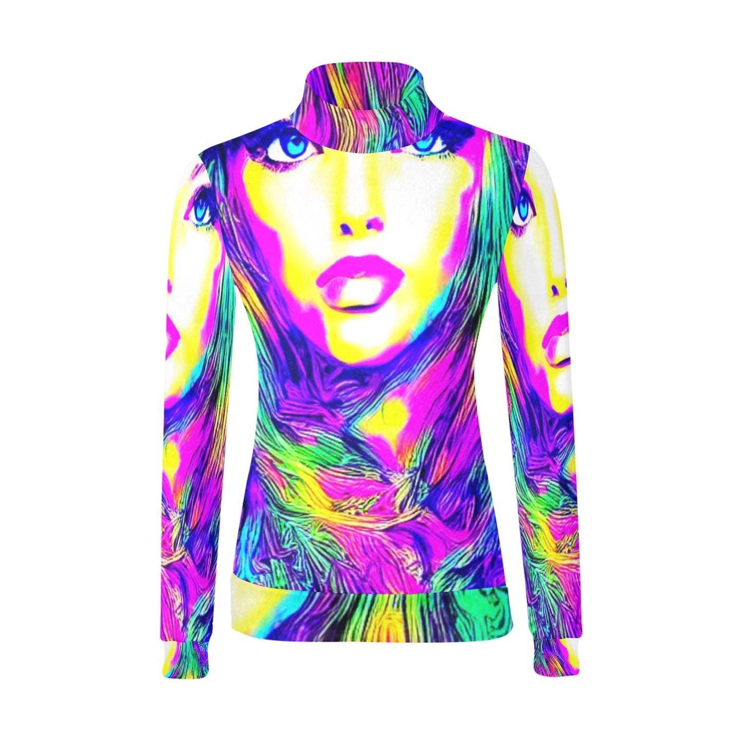 Women's All Over Print Mock Neck Sweater (H43)